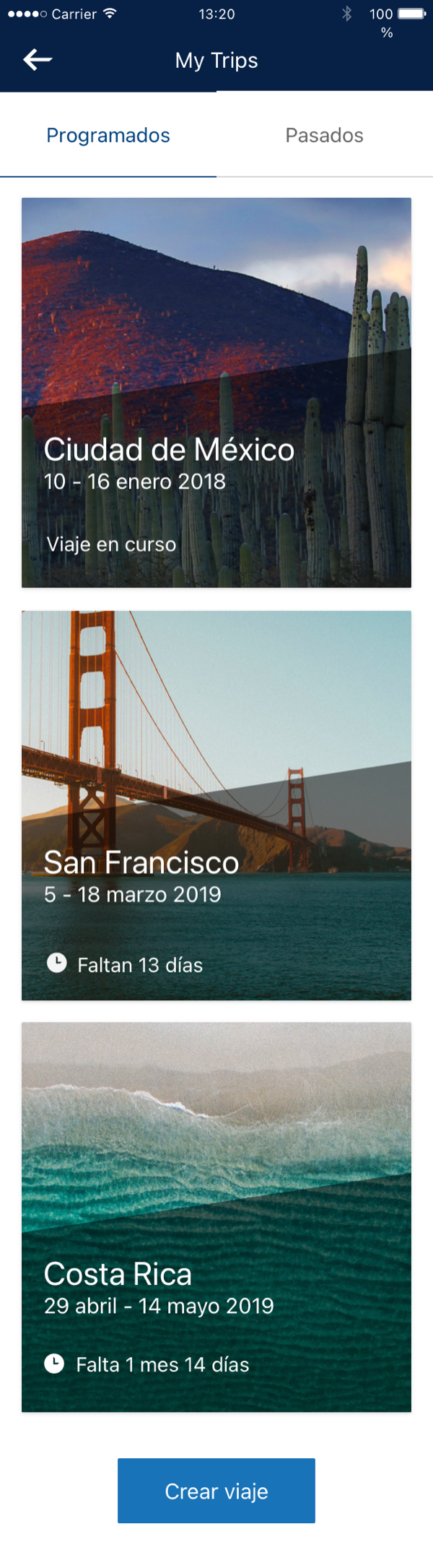 My Trips — lista de viajes